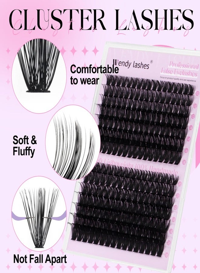 WENDY LASHES Lash Clusters 80D 100D Wispy Individual Lashes 280PCS D-Curly Volume Lash Extensions 10-18mm Natural DIY Cluster Lashes for Beginners(80D+100D,10-18mm,0.07D) - Image 4
